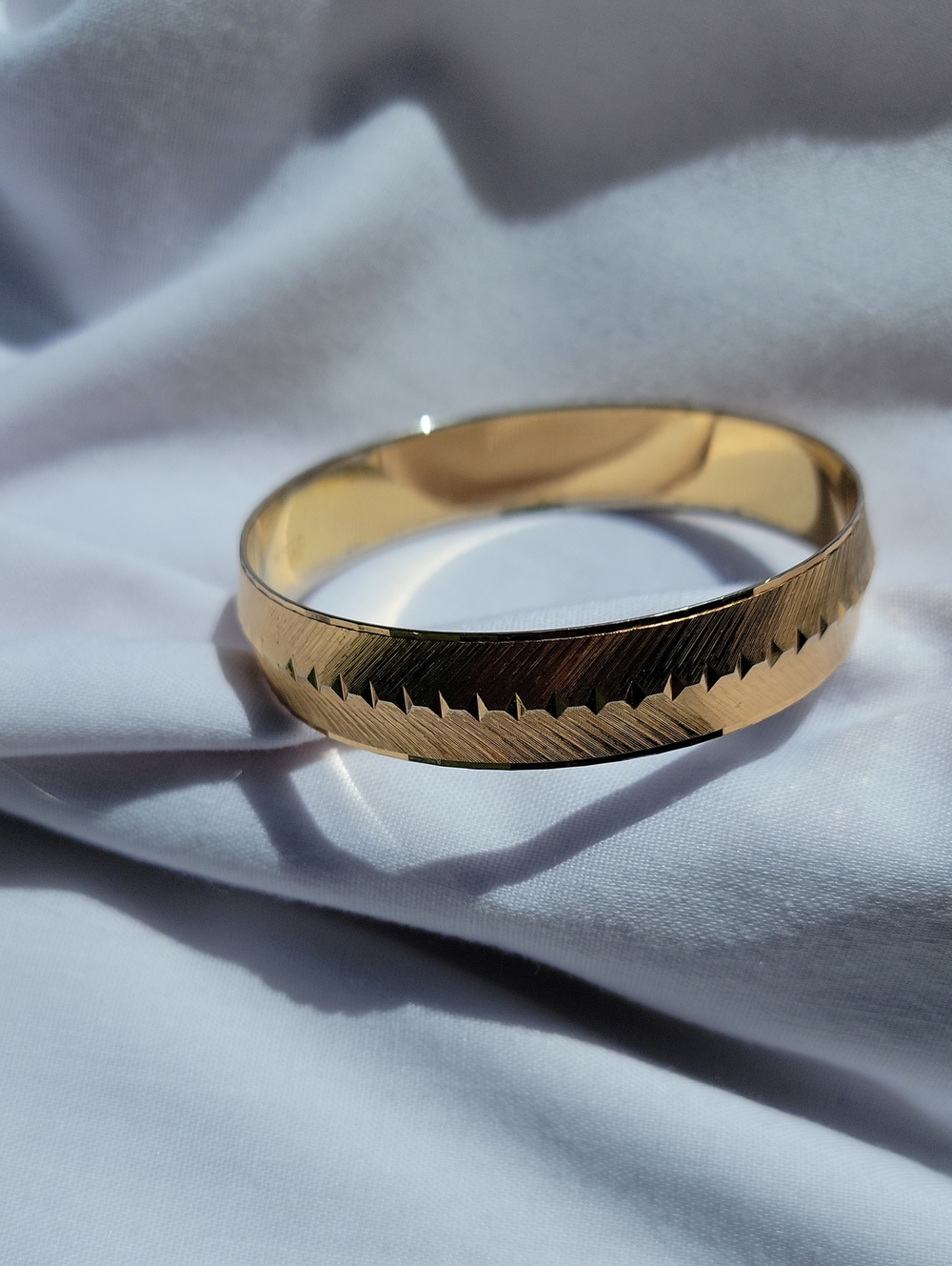 Vintage Monet Gold Tone Textured Bangle Bracelet